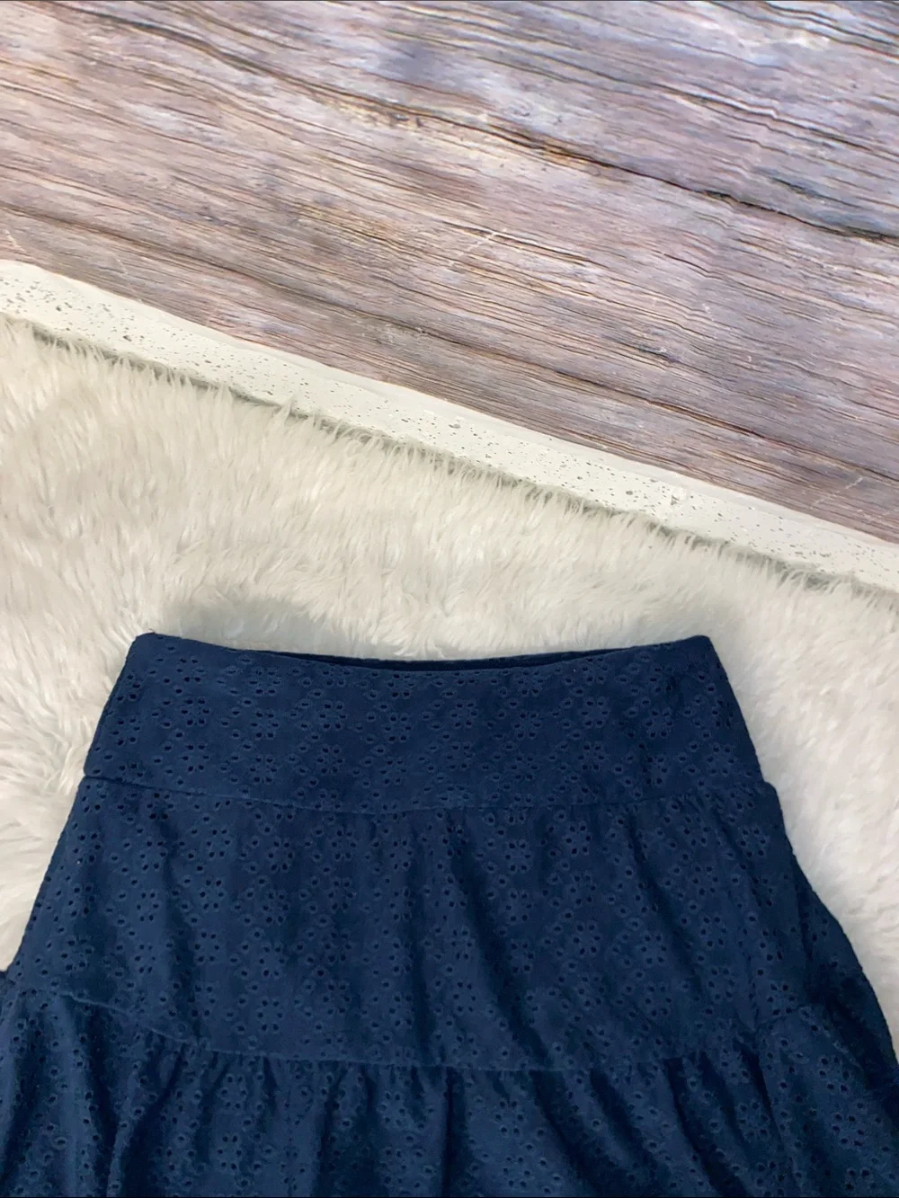 Kyodan Navy Eyelet Ruffle Mini Skirt Skort